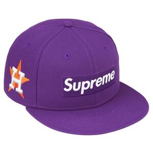 Supreme MLB Houston Astros Box Logo New Era Purple 7 3/8 In Hand